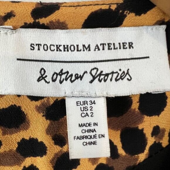 Stockholm Atelier & Other Stories Women's 2 Cheetah Yellow Black Bodycon Dress - Picture 9 of 16